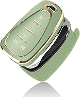 Vista 7 de QBUC Funda para llavero Chevy con llavero protector de TPU adecuado para Chevrolet Equinox Malibu Traverse Blazer Camaro Impala Cruze Volt Bolt Verde