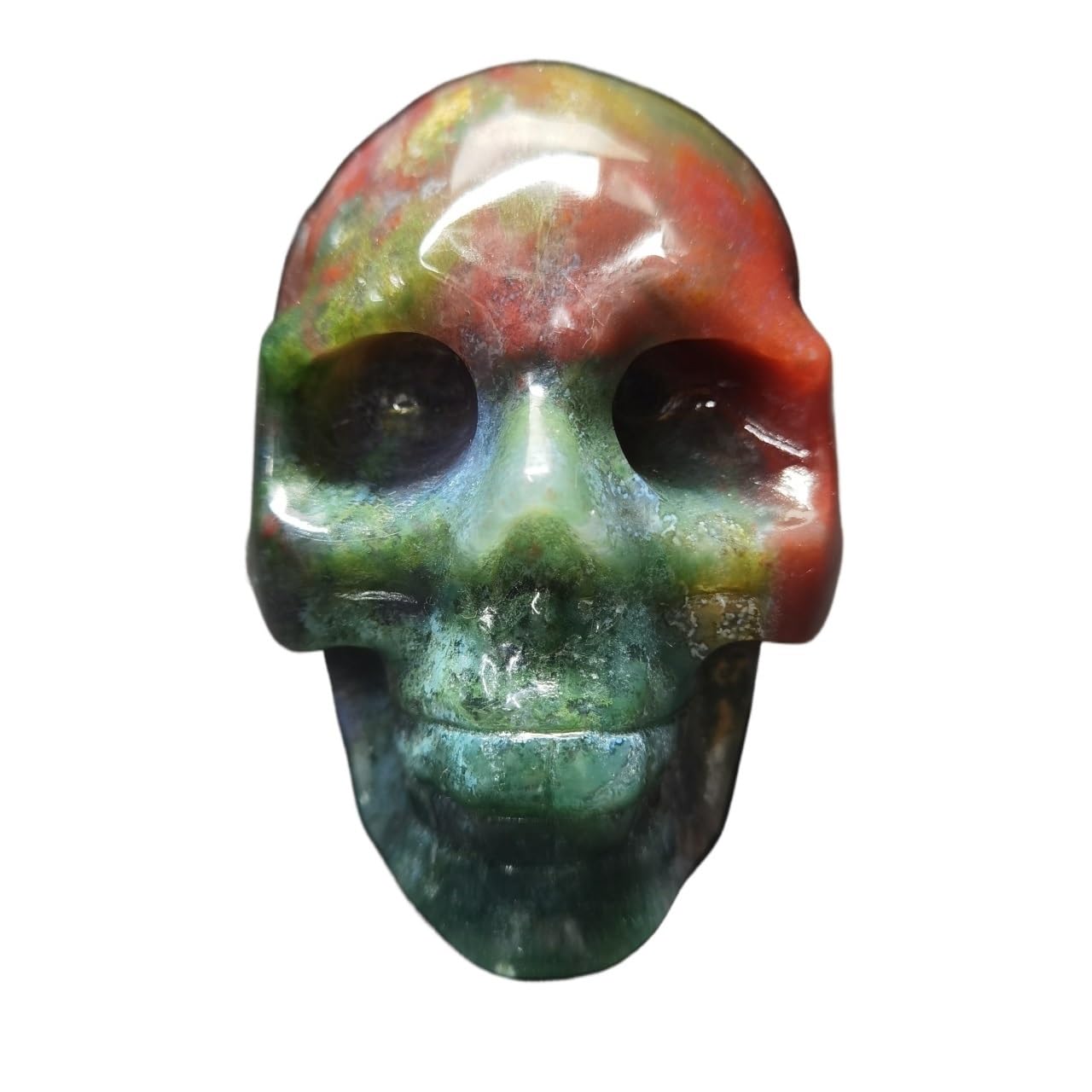 RVBLRDSE Marine Jasper Ore Hand-Carved Skull Quartz Crystal Home Office Decoration Decor(Size:500-600g) Gemstone Stone