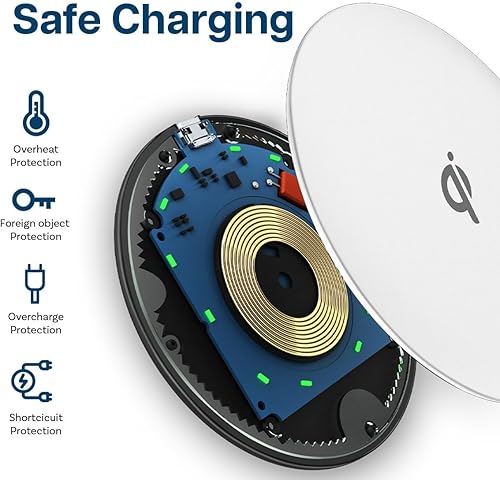 Miniatura 5 de MMOBIEL Cargador inalámbrico de carga Qi de 15 W, almohadilla de carga inalámbrica compatible con iPhone 15 y almohadilla de carga Samsung, también