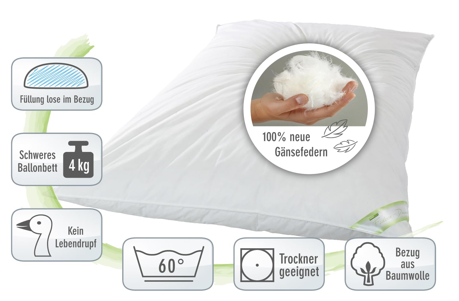 franknatur Ballonbett Bettdecke 135x200 Winterdecke 100% Federn 4000g