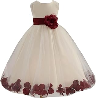 Floral Rose Petals Ivory Flower Girl Dress Communion Dress Graduation Dresses Formal Dresses 302s - Buy now