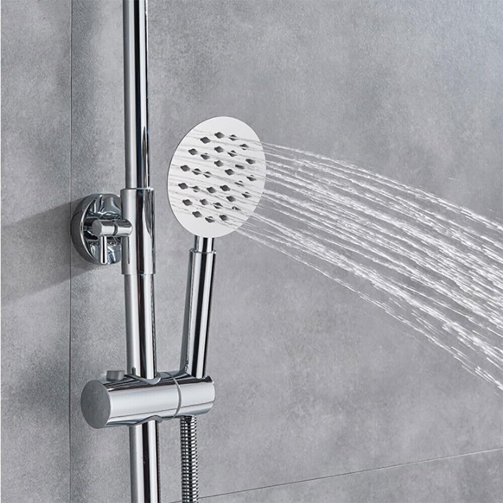 Sistema de ducha con termostato, termostato con grifo, 3 salidas de agua, grifo de ducha con alcachofa de acero inoxidable, barras de ducha de 81 a 117 cm