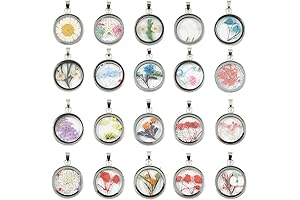 10pcs Mixed Stainless Steel Pressed Flower Pendant