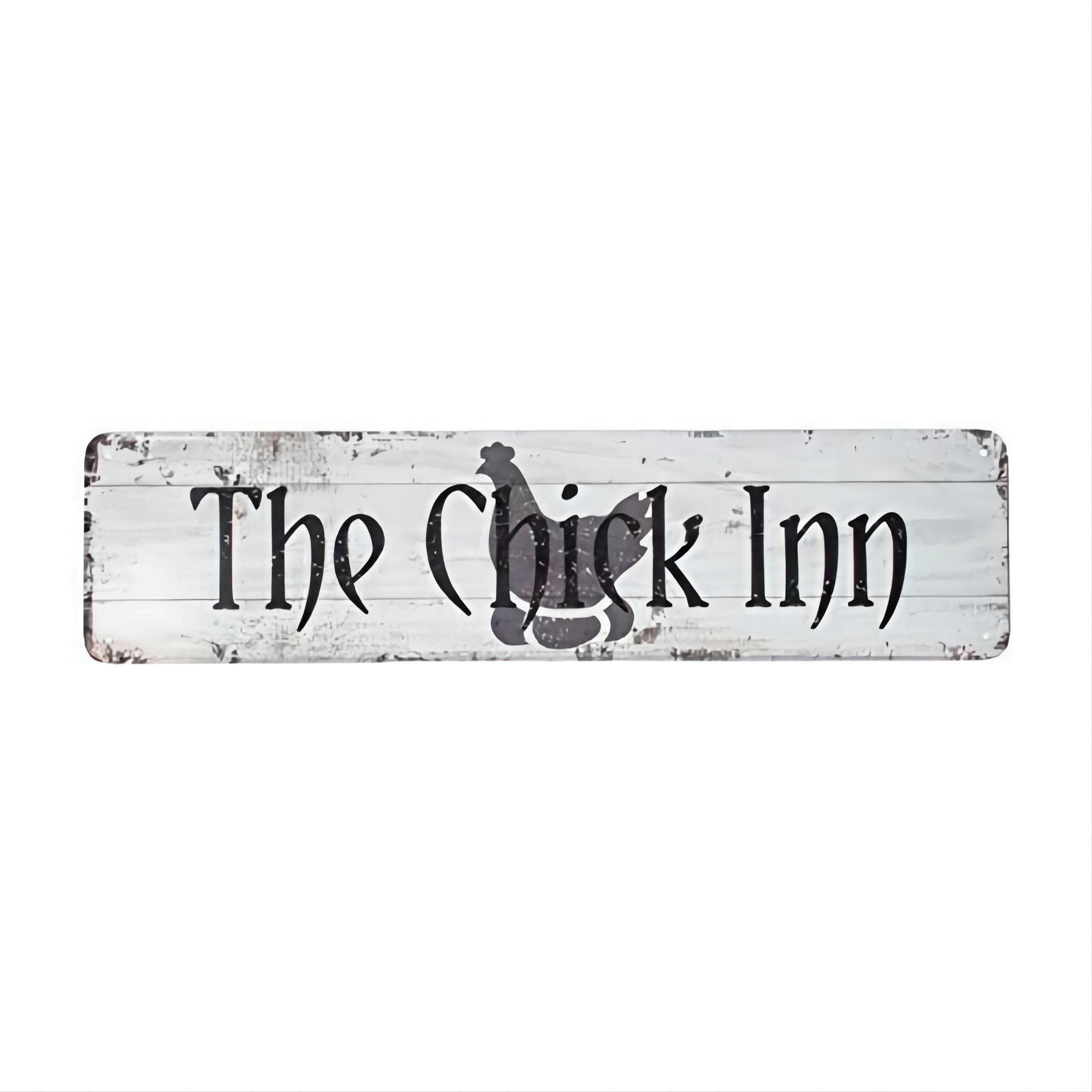 The Chick Inn Metal Tin Sign Chicken Coop Decor Antique Metal Tin Sign Wall Art Decor 4x16 Inch