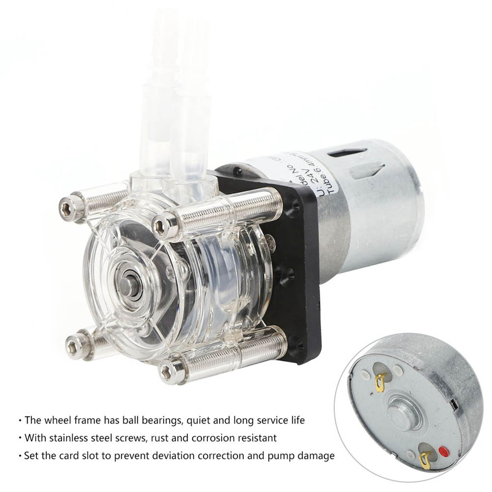 Bomba Peristáltica Dosificadora 24V 500ml/min para Laboratorio y Acuario con Rodamientos de Bolas y Ranura para Tarjeta