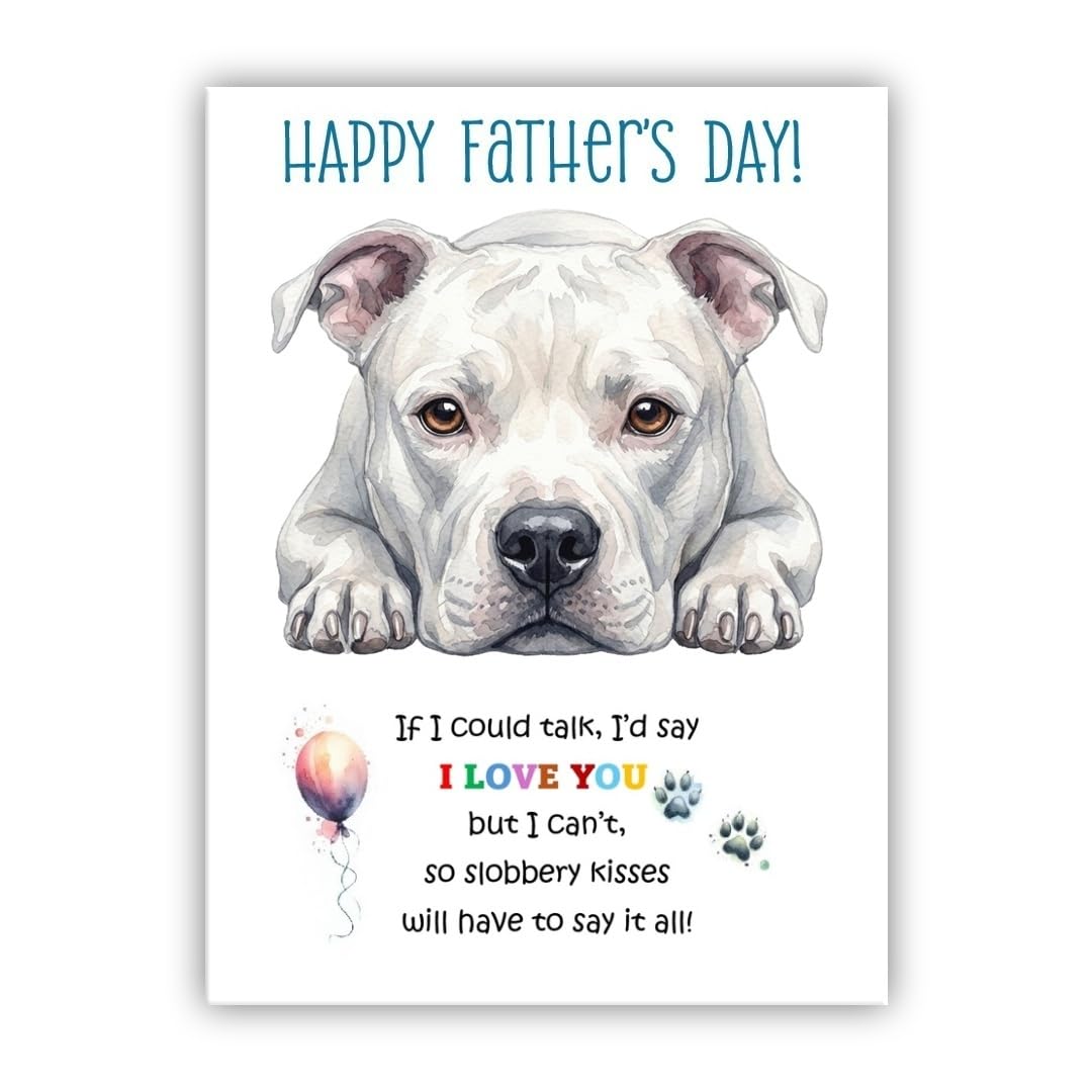 Father’s Day Card From the Dog. Multiple Breeds Available. Cute Fathers Day Pet Card (• Pit Bull White) — image 1