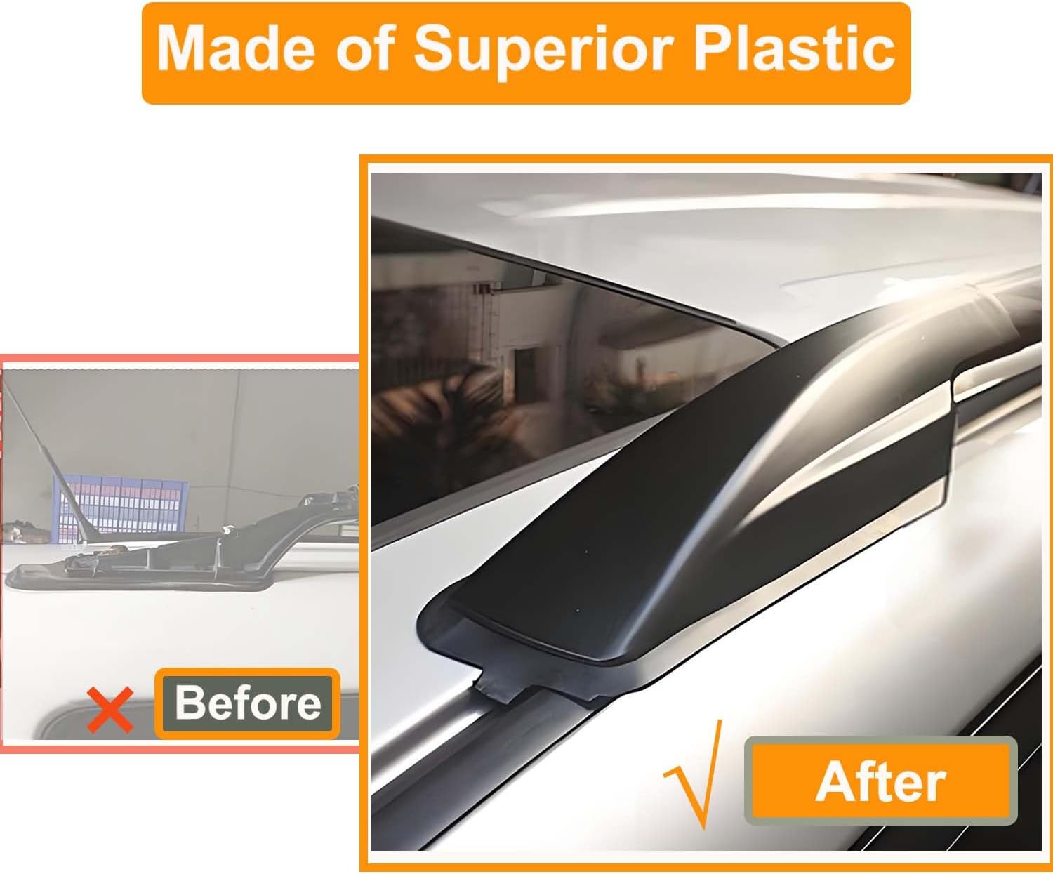 4Pcs Roof Luggage Cargo Rail Rack End Cap Protection Cover Shell Trim Compatible with Toyota Highlander XU20 2001-2007 Roof Rack Cover Rail End Shell Replacement, Black