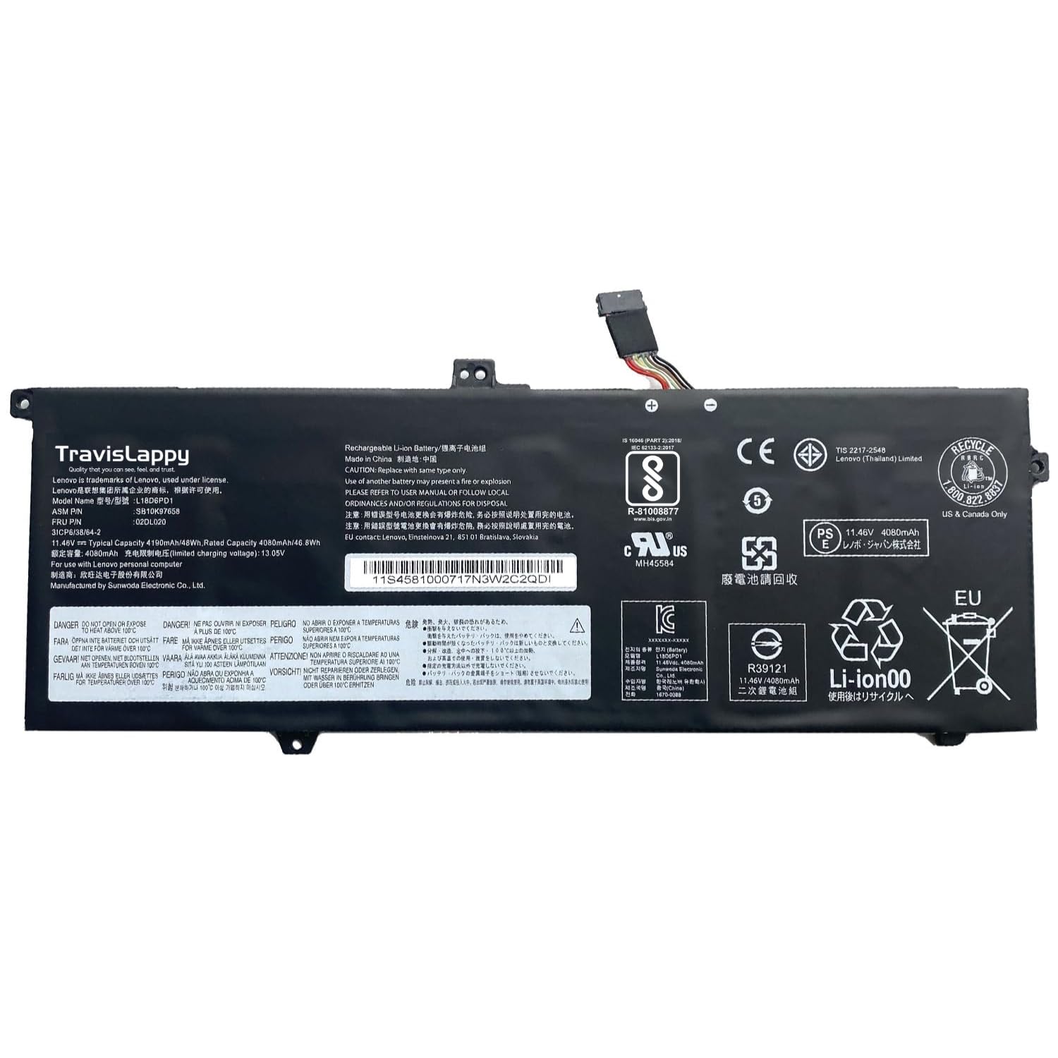 シャー様i7/16GB/512GB｜ThinkPad X390｜バッテリー◎ TravisLappy 3 Cell Lithium Ion Laptop Battery for L18M6PD1 Lenovo