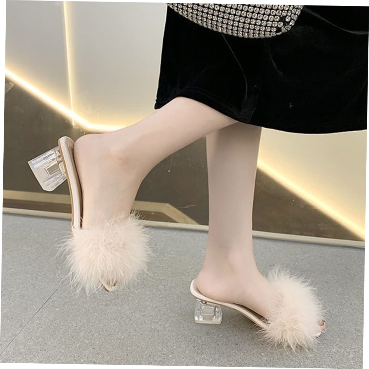 LIFKOME Pantuflas de Tacón para Mujer, Talla 39, Gamuza y Goma