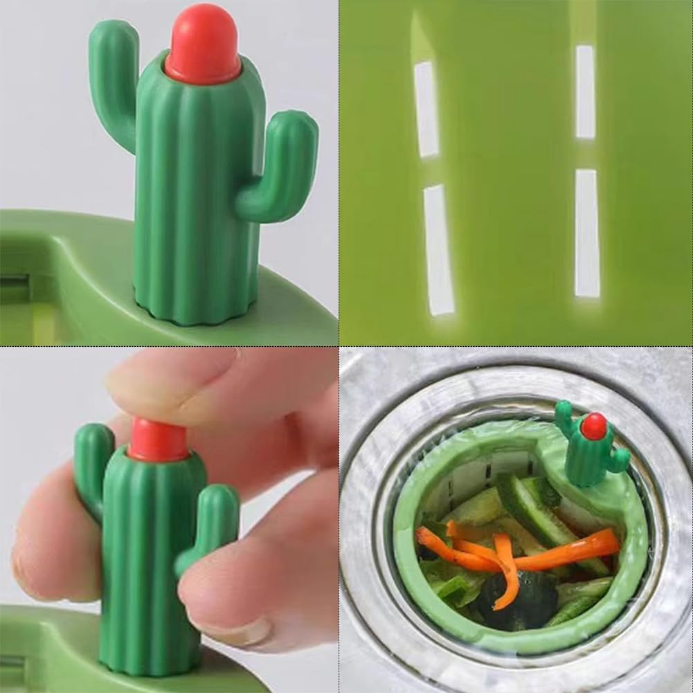 2 Pezzi Cestello Scarico Lavello A Forma Di Cactus - Filtro Autopulente Per Raccolta Rifiuti | Design Divertente E Pratico - Foto 10