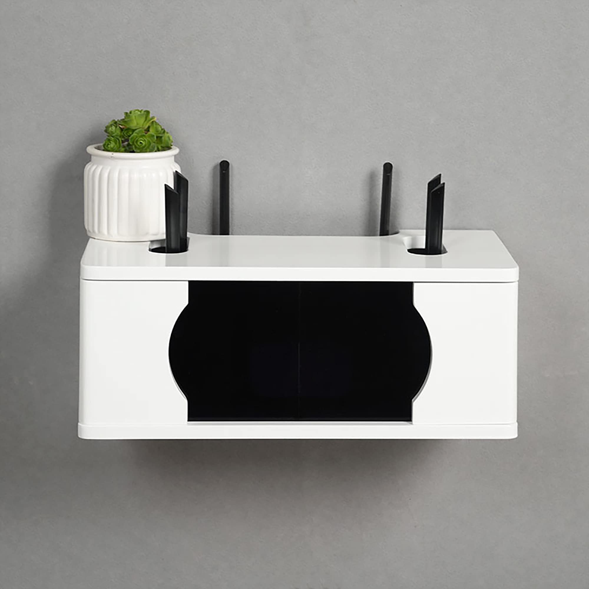 Étagère murale moderne bois massif pour décodeur et meuble TV flottant