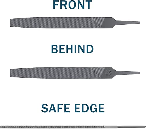 Miniatura 3 de Lima plana de corte medio de 6 pulgadas, dientes de corte doble, lima manual de acero de alto carbono, corte único, endurecido, sin mango, ideal