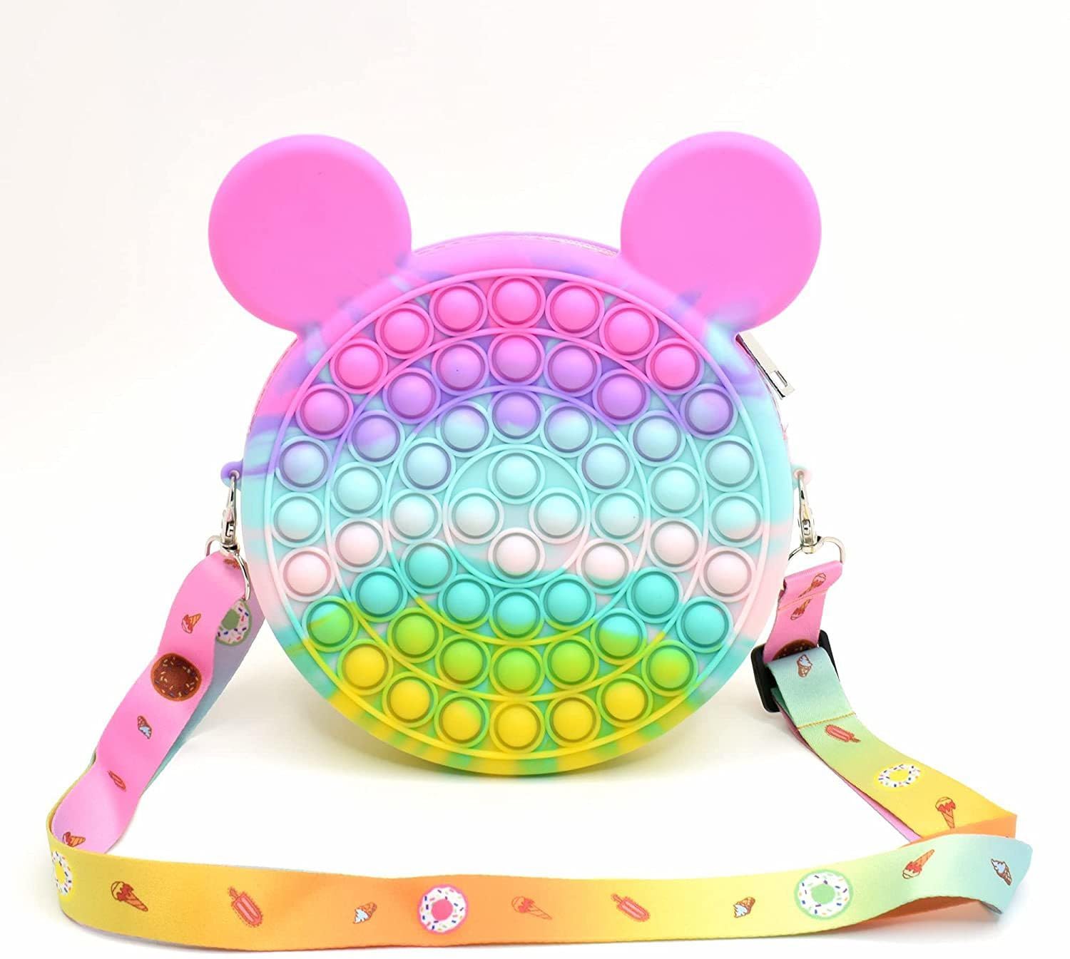 SST Pop It Time Travel Adventures Side Purse for Kids Pop It Dance Party Sensory Side Purse for Groovy Kids Round Ears Size (20 x 17 CM) Pack of 1