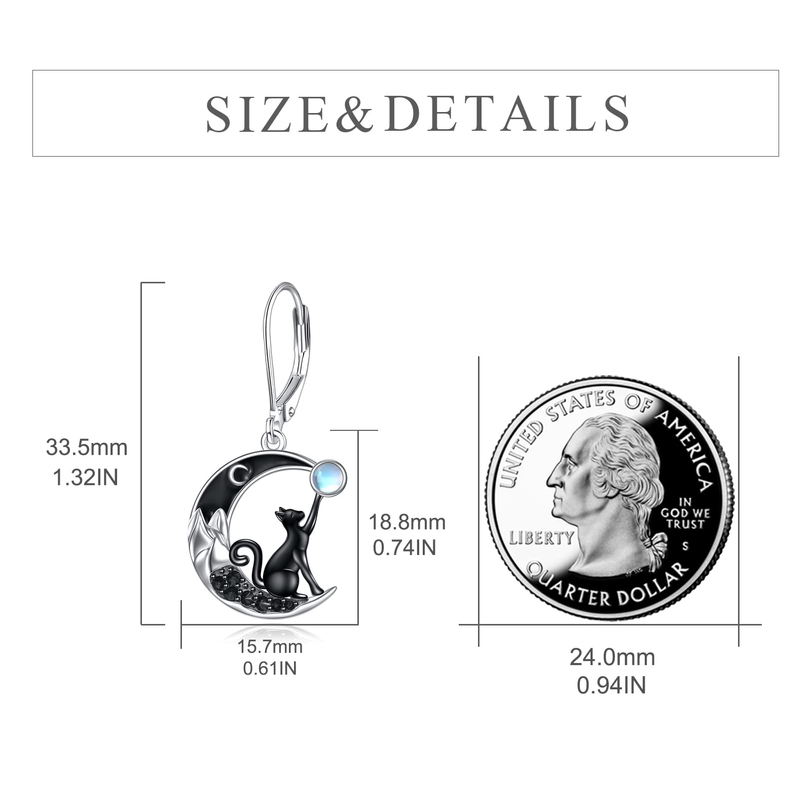YFN Katzen Ohrringe/Mondstein Halbmond Ohrringe für Frauen Sterling Silber Keltische Mond Ohrringe Irischer Schmuck Geschenke für Mädchen Mutter Tochter Schwester Hypoallergen