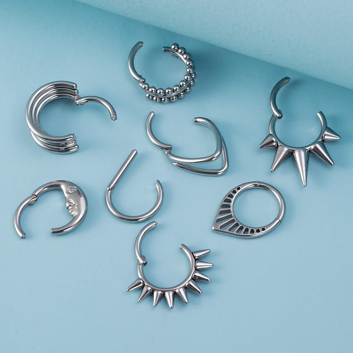 Septum Rings 16G Surgical Steel Nose Rings Hoops for Women Seamless Clicker Hinged Segment Hoop Conch Helix Cartilage Earring Septum Jewelry Lip Nose Daith Hlix Piercing Jewelry - Image 5