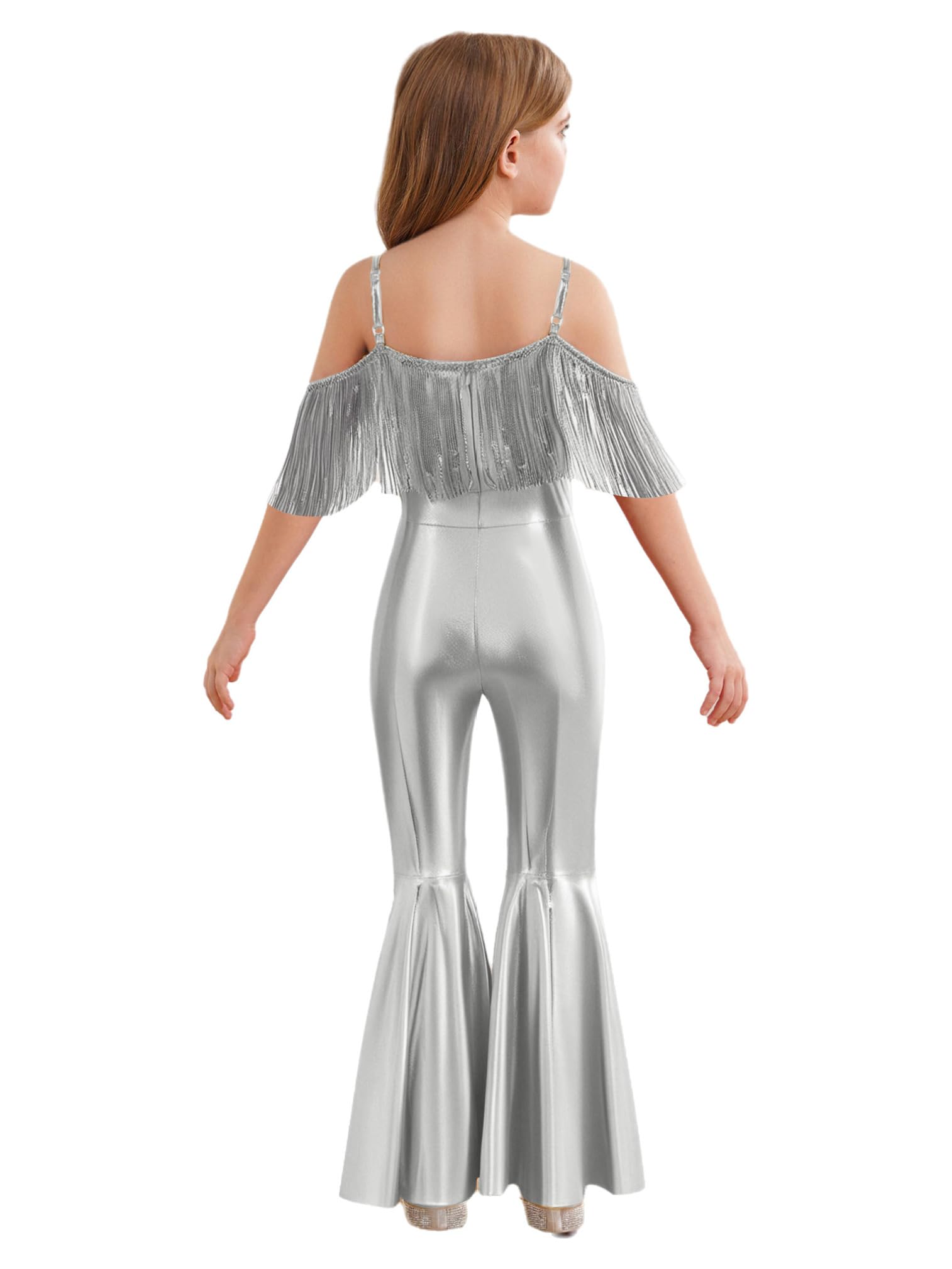ranrann Tuta Intera Svasata da Danza Jazz Bambina con Nappe Jumpsuit Elegante Principessa per Cerimonia Cocktail Matrimonio Leotard da Danza Moderna Valzer Cocktail