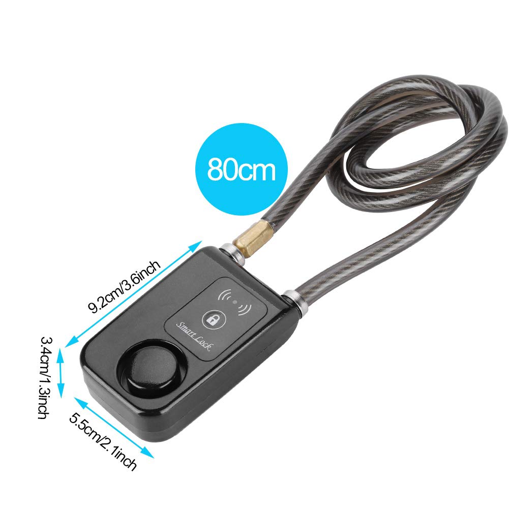 Serrure intelligente Bluetooth sans clé, avec alarme antivol 110db, étanche IP44, pour vélo et moto, câble métallique en plastique ABS, 80cm
