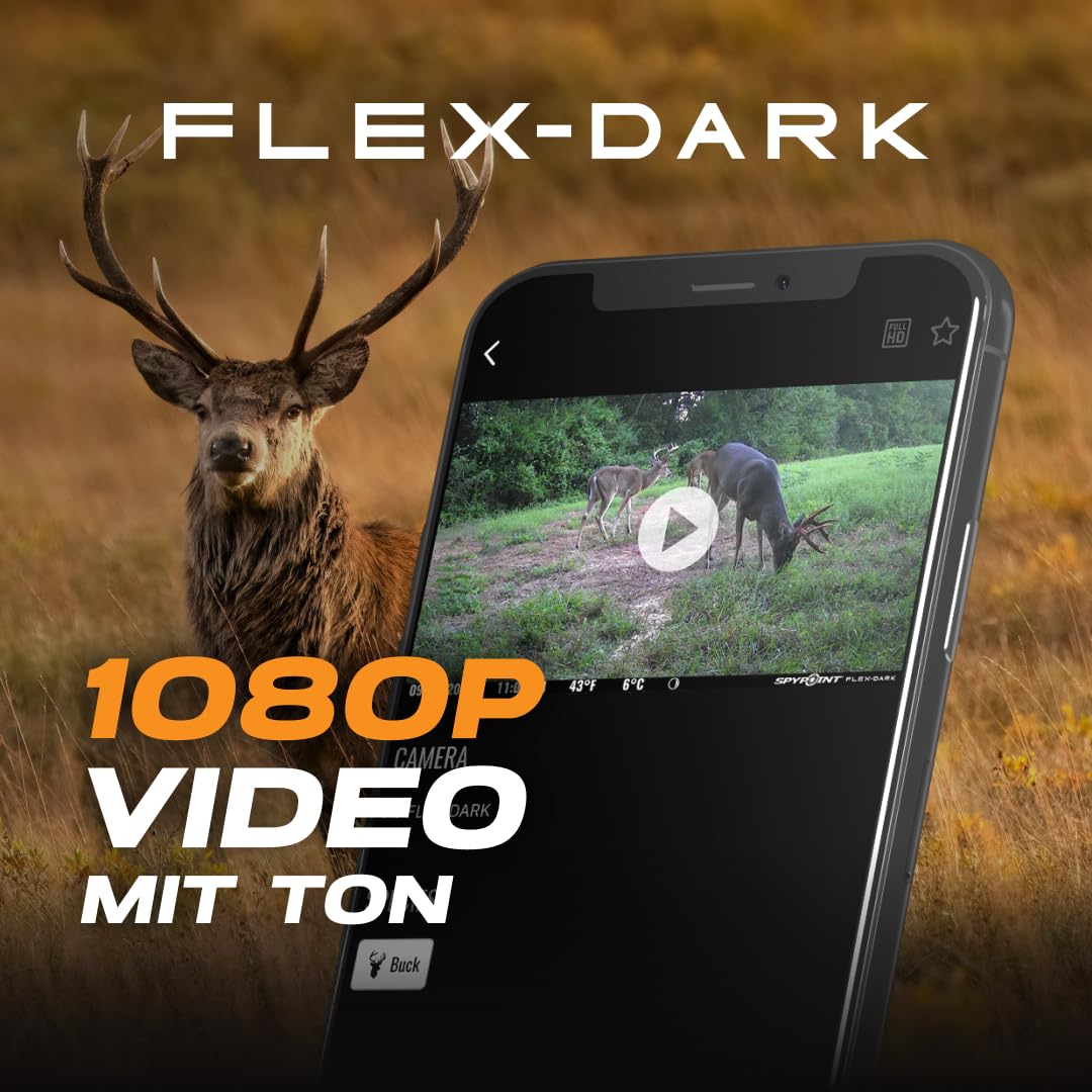 Spypoint Flex-Dark Twin Pack Mobilfunk-Wildkamera, 40MP, 1080p Video, Nachtsicht, 30m Reichweite
