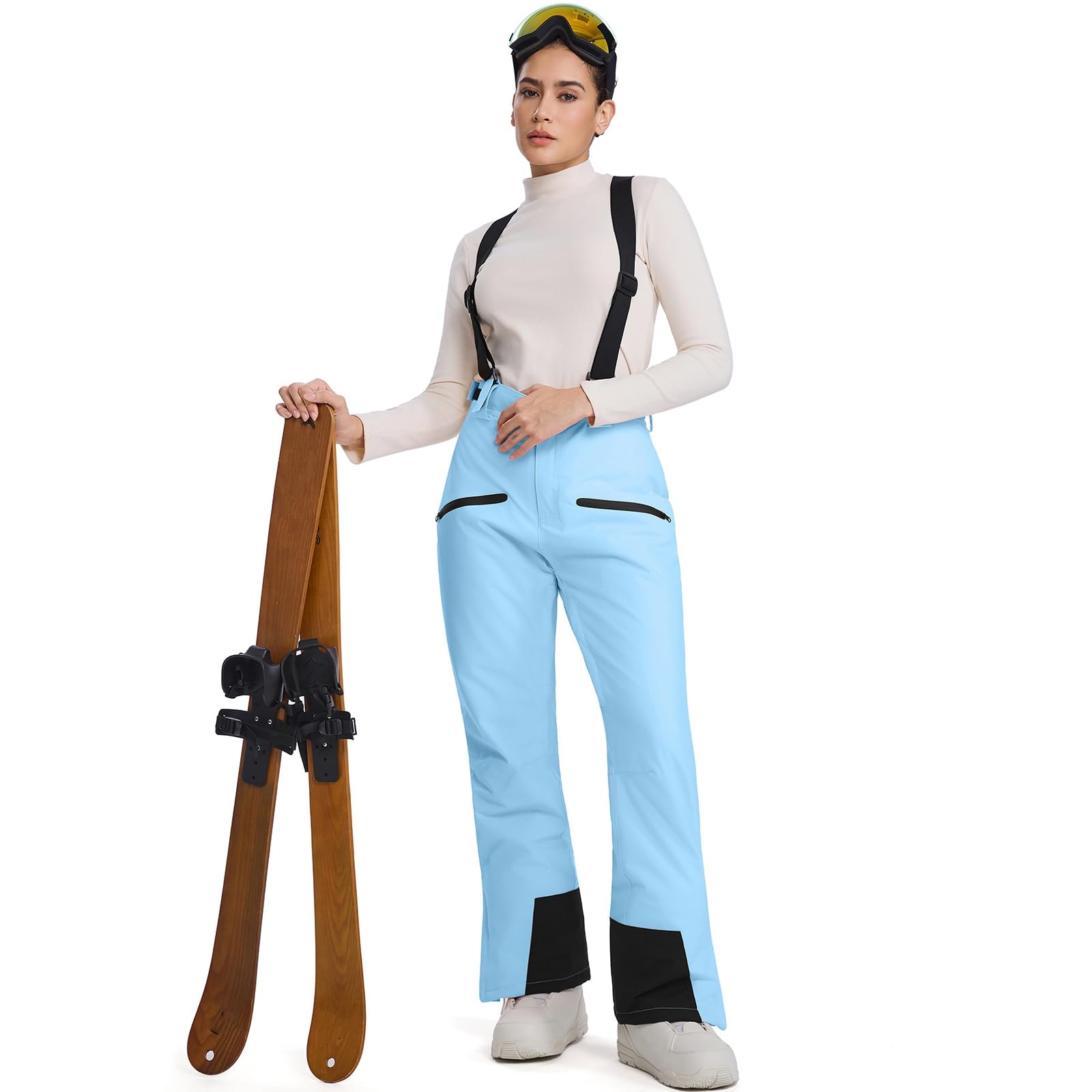 HOUZONIY Pantaloni Sci da Donna, Pantaloni Termici da Donna Pantaloni da Sci Invernali da Esterno, Pantaloni da Sci Antivento Traspiranti Caldi e Traspiranti, Apertura con Cerniera