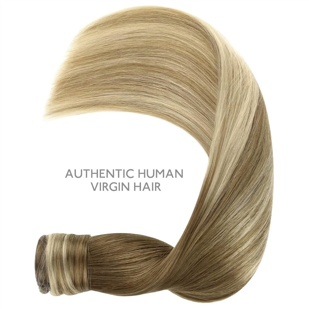 Ponytail Extensions Extensión de cola de caballo #8/613 Extensión de cabello humano envolvente alrededor de cola de caballo Extensión de cabello de cola de caballo de 10 "-26" de largo Clip recto en p