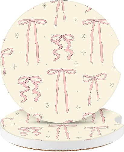 Miniatura 16 de Watbro Posavasos para automóvil, morado sonriente, absorbentes, paquete de 2 para portavasos con muesca para los dedos, cerámica de 2.56 pulgadas,