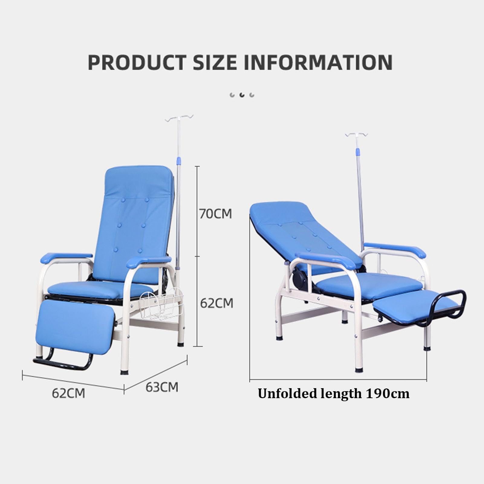Blutentnahmestuhl mit Stahlrahmen, Verstellbarer Blutentnahmestuhl aus Leder mit InfusionsstäNder, für Labore, Kliniken, Empfangs und Wartezimmer