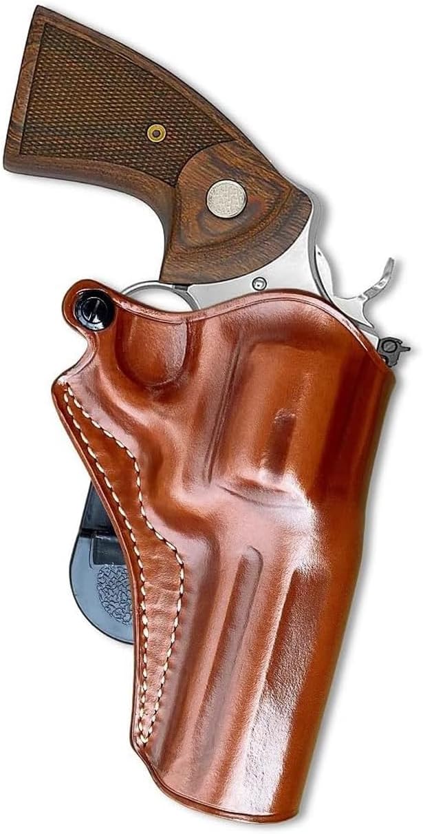 Masc Premium Leather OWB Paddle Holster Open Top Fits Python .357 Magnum 4.25" Barrel, Right-Hand Draw, Brown #1304#