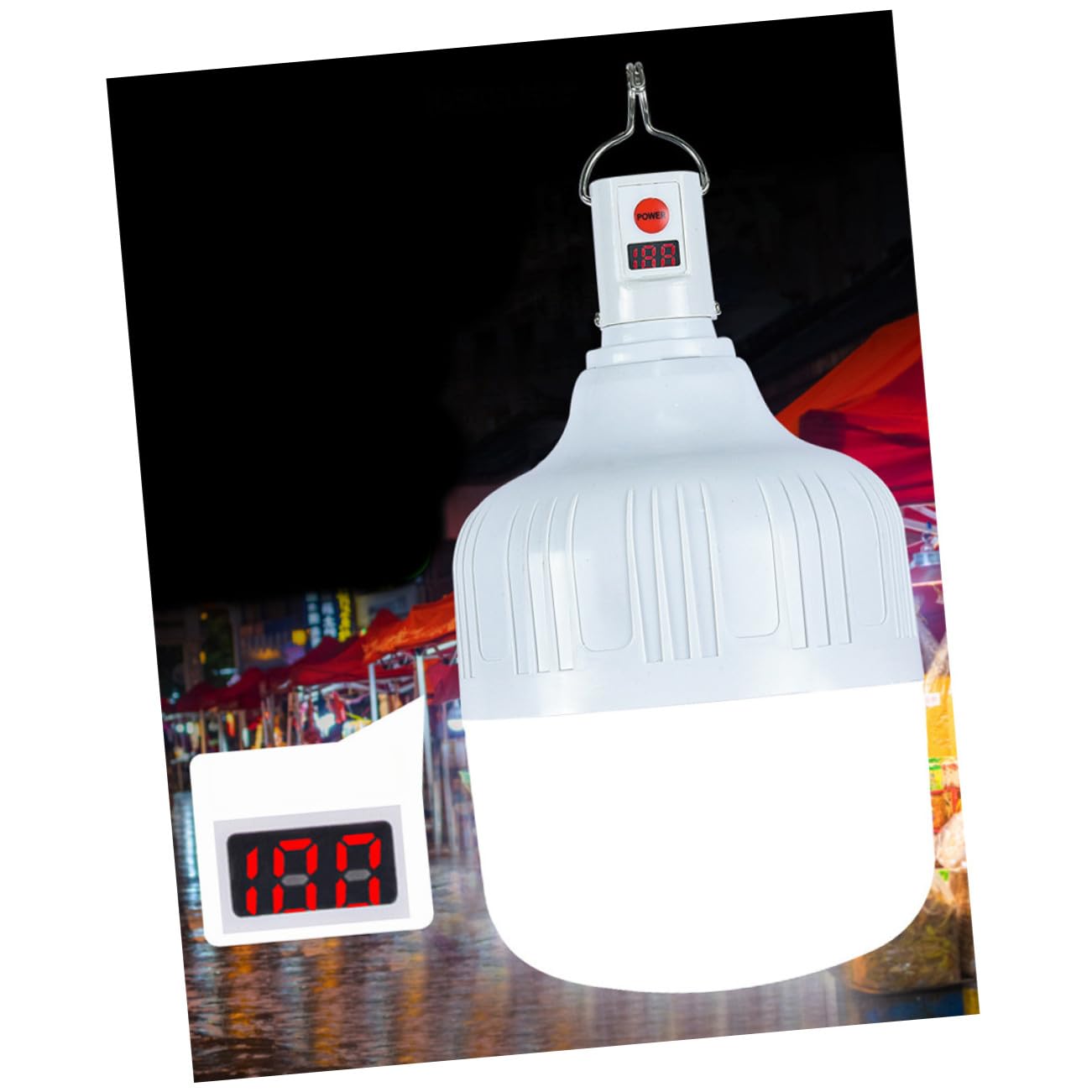 UKCOCO Linterna LED Recargable de 100w para Camping, Luz de Emergencia Batería de 1200mah, Lámpara para Exteriores y Pesca Nocturna