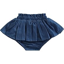 Baby Girls Denim Skorts Solid Color Pleated Skirts Bottoms | Baby Girls Denim Skorts Solid Color Pleated Skirts Summer Fall Winter Clothes Layered Ruffle Shorts Bottoms