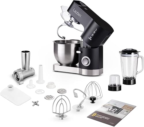 Miniatura 2 de Kitchen Machine 1200BC Procesador de alimentos con motor de cobre y caja de cambios totalmente metálica Mezclador de vidrio templado de 1200 W de