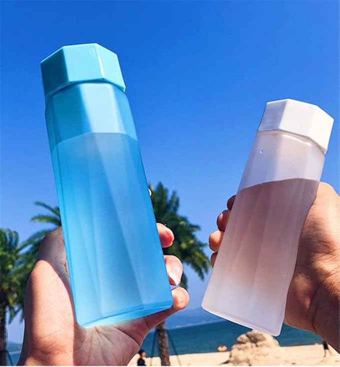 Amazon ジャンーウェ 水筒 直飲み プラスチック ボトル 軽い 携帯便利 ポリゴン オシャレ スポーツ 運動 400ml シンプル 男女兼用 ホワイト 水筒 マグボトル オンライン通販