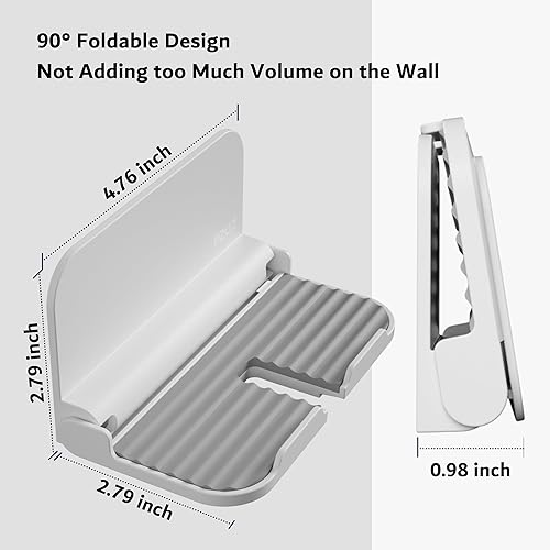 Miniatura 2 de pzoz Soporte de pared para teléfono celular para tomacorriente, soporte plegable para teléfono celular para espejo, baño, estante de ducha,