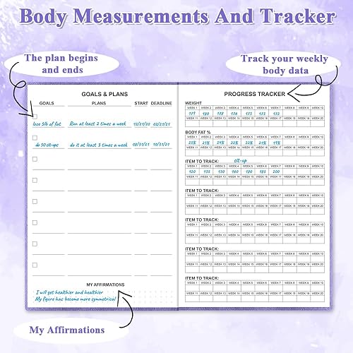 Miniatura 10 de Planificador de fitness  Planificador de entrenamiento para mujer y hombre, planificador de fitness para mujeres y hombres  Diario de entrenamiento