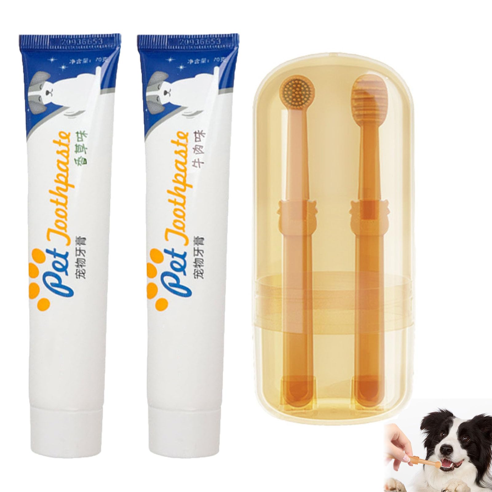 Zentric Dog Toothbrush with toothpaste - Flexibrush Pet Toothbrush with Tongue Scraper, 360 silicone cat silicone toothbrush, Easy to Handle, Deep Clean for pet Teeth Cleaning & Dental Care (B)