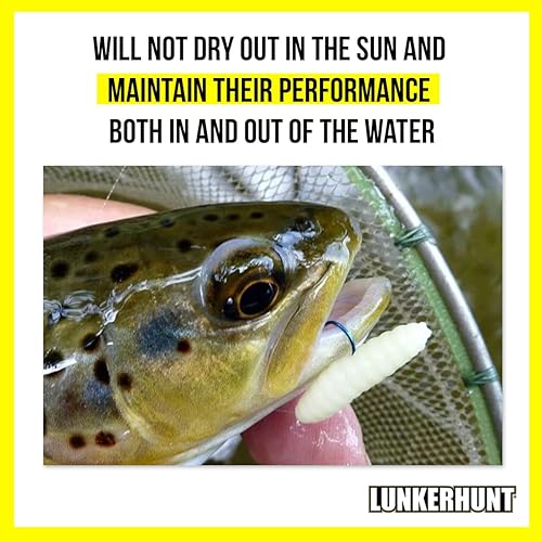 Miniatura 4 de LUNKERHUNT Wax Worm Bait Fishing Bait Jar with Unique Attractant  Durable Wax Worms for Fishing Bass, Soft Bait Lifelike Worms Fishing Lures Trout