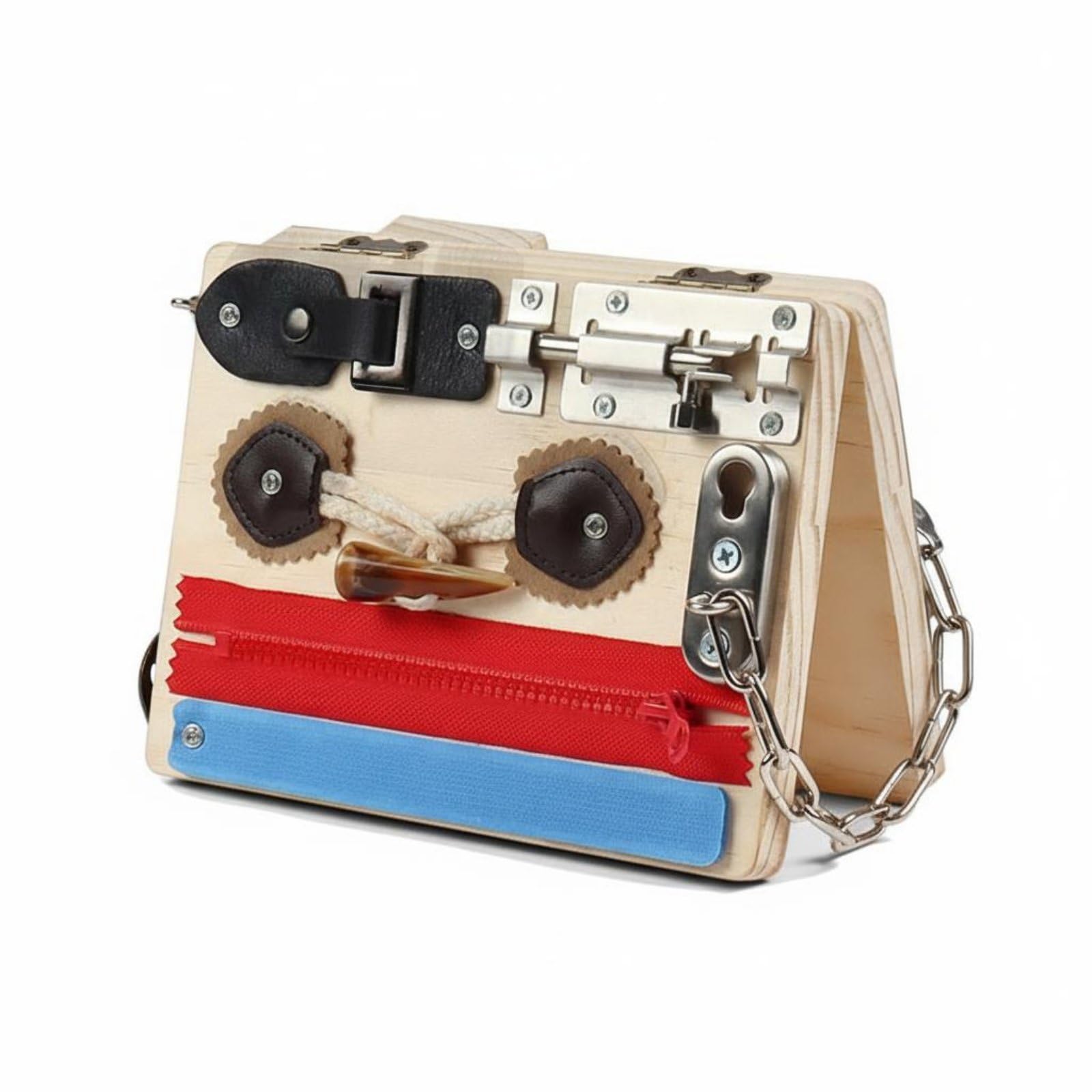 Children Learning Board Tablero Educativo Infantil de Actividades Sensorial de Madera con Zippers Botones y Hebillas