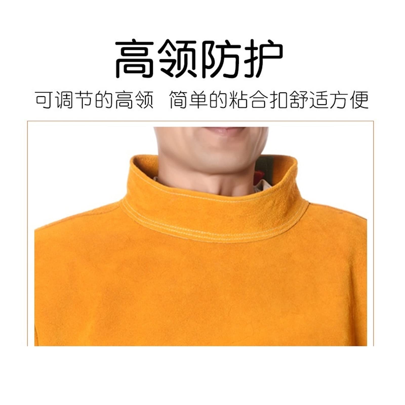 Delantal de soldadura de cuero con manga, abrigo de soldadura resistente a la llama de calor for hombres for mujeres, chaqueta de soldadura de servicio pesado, Accesorios de soldadura(Blauw,XL)