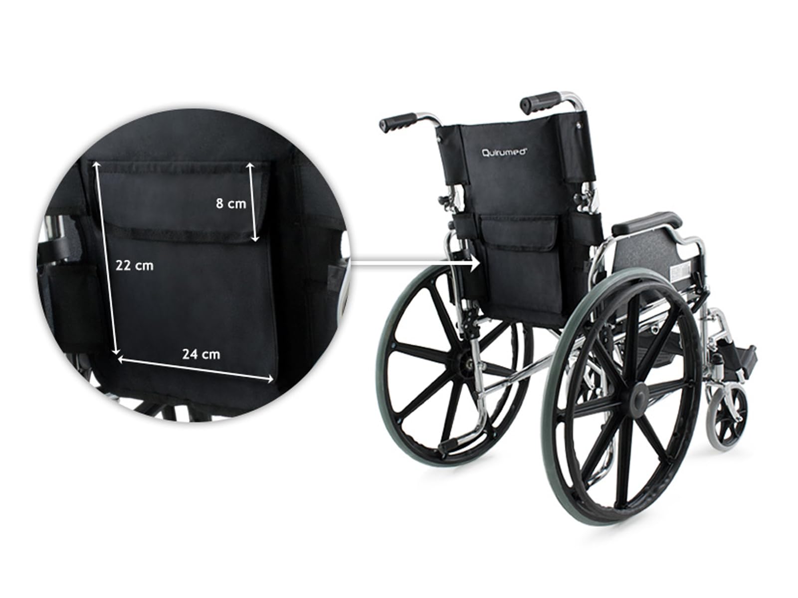 Silla de Ruedas Plegable PRO de Acero Cromado | Reposabrazos Abatibles y Reposapiés Desmontables | Respaldo Plegable | Frenos Manuales | Hasta 125 kg