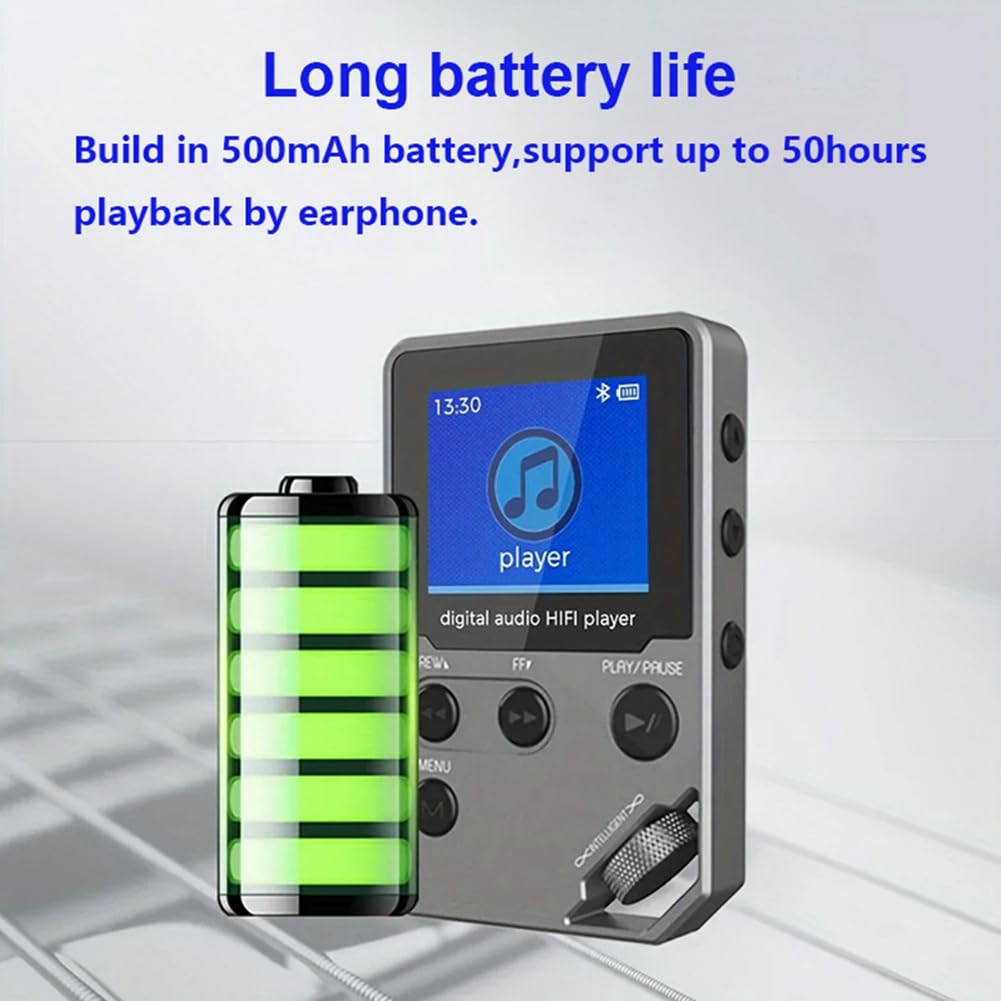 Reproductor de MP3 Bluetooth C5 de 8 GB Sin Pérdidas, Cuerpo de Aleación de Zinc, Controles Giratorios, Conexión Inalámbrica, Grabadora de Voz.
