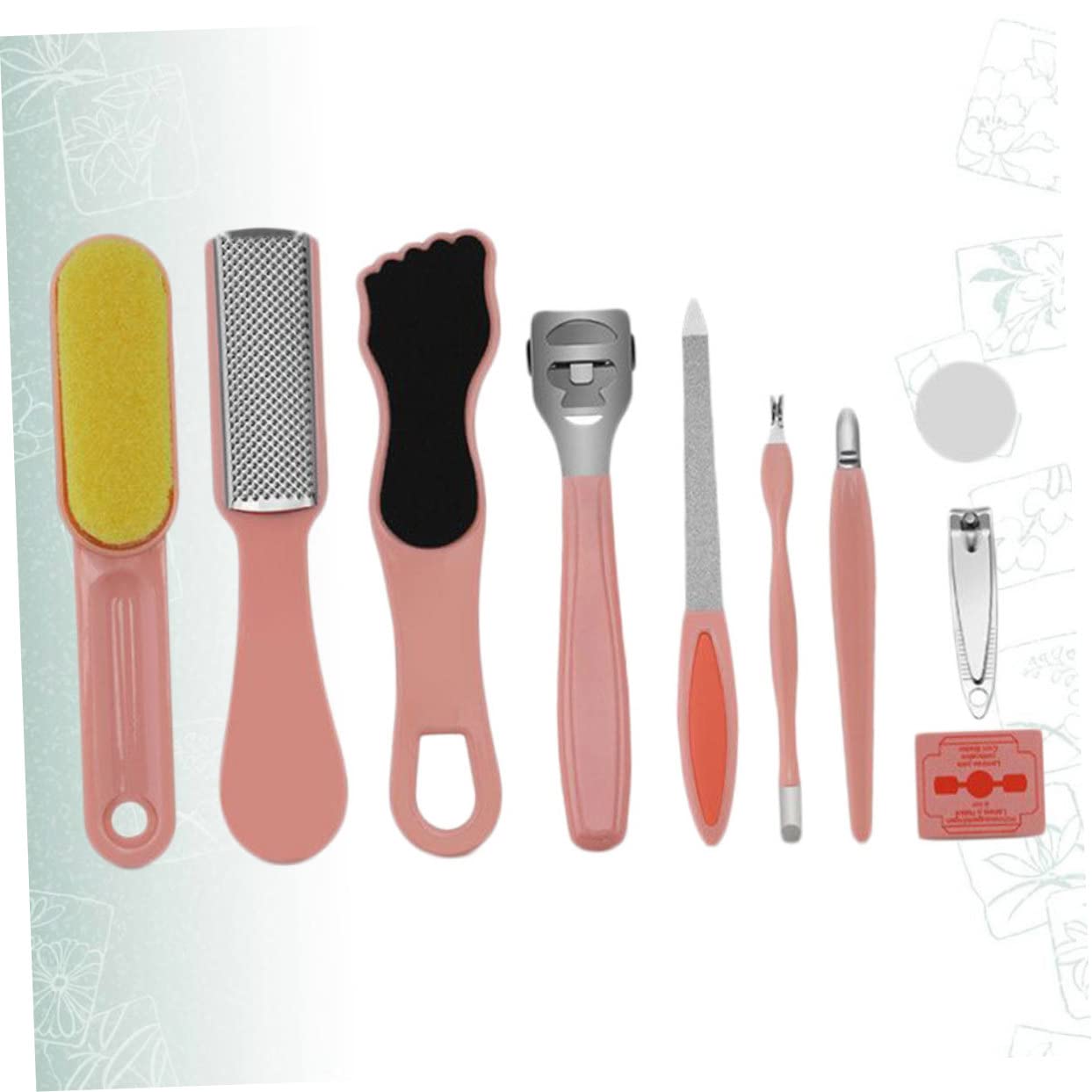 10 Piece Pedicure Tool Set Stainless Steel and Plastic for Women Pink image 3