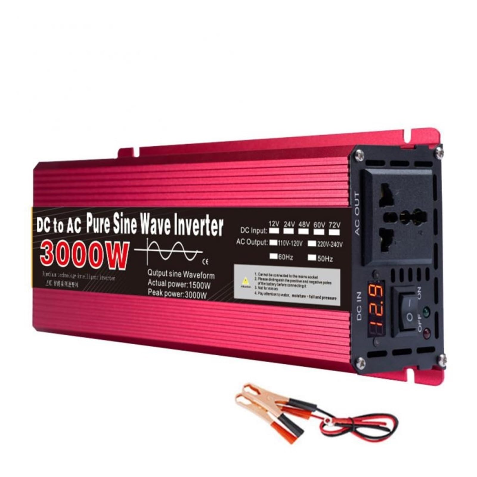 Onduleur 12V 220V pure sinus 3000W adaptateur de charge rapide auto