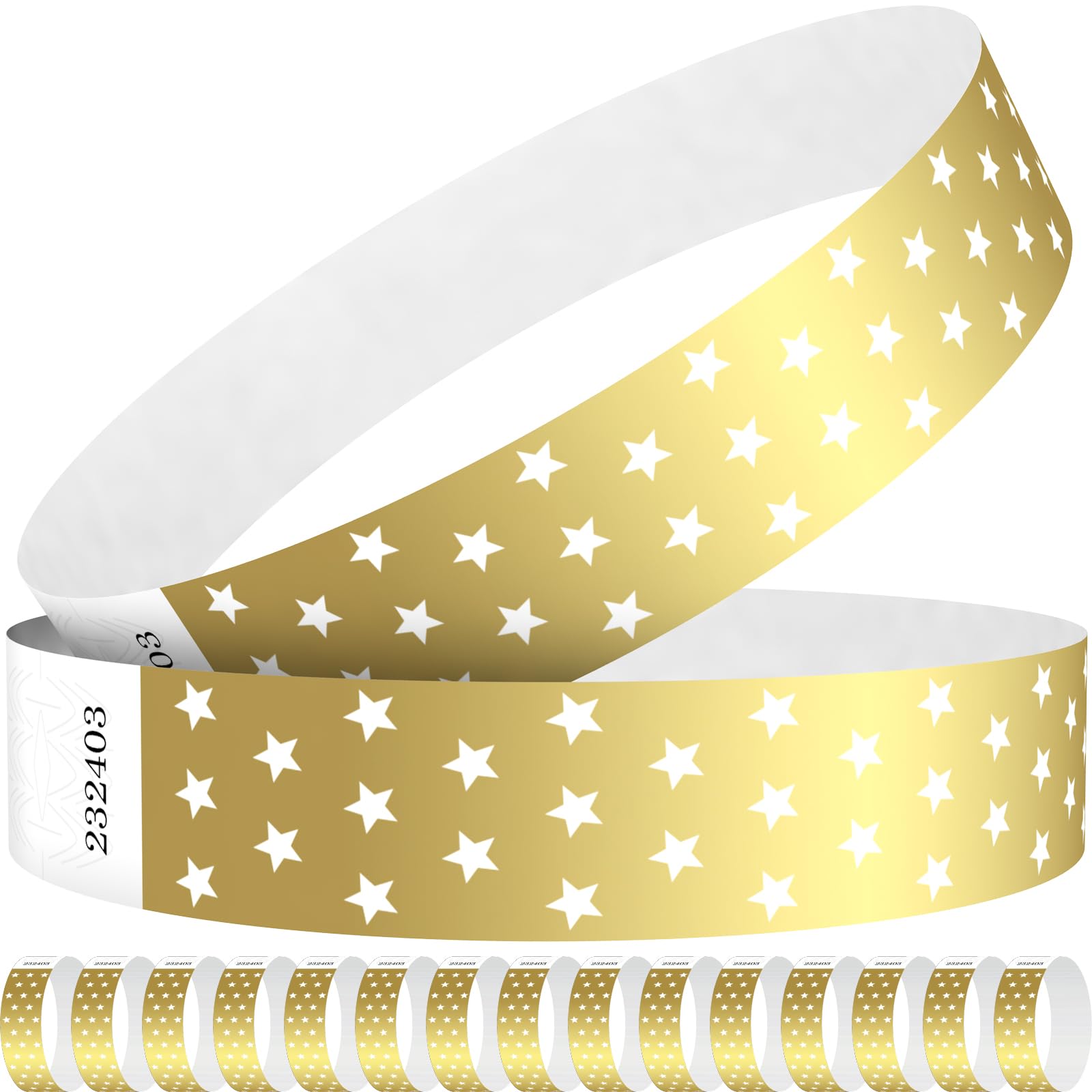 WM infinite Gold Stars Paper Wristbands for Events, 600 Count 3/4" Paper Wrist Band for Event Entry, Festivals, Parties, Clubs (Gold, 600)