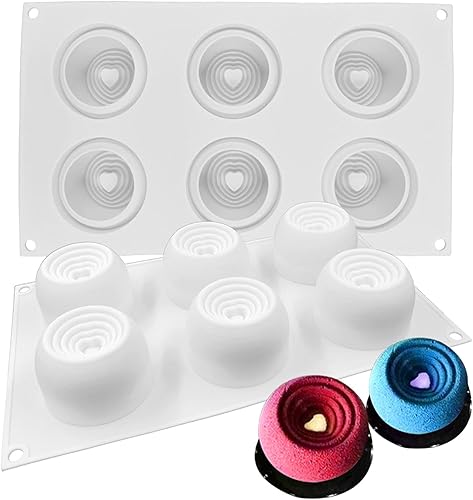 Moldes de silicona para tartas en forma de corazón, molde para hornear mousse de vórtice para postre, pastelería, pudín, helado, chocolate