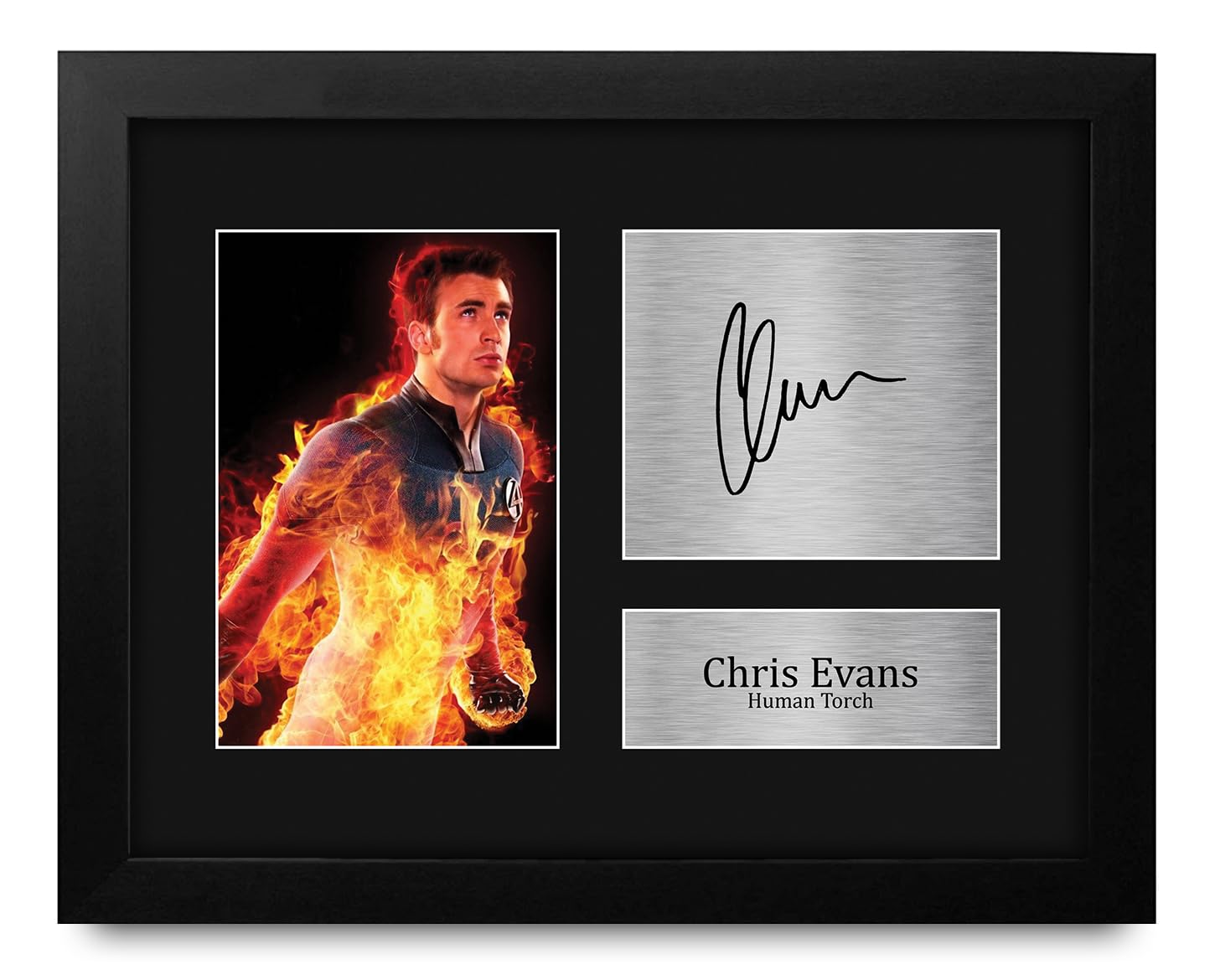 Photo Signée Captain America Chris Evans - Encadrée 25,4x20,3 Cm - Décoration Murale Fan Marvel - Idée Cadeau
