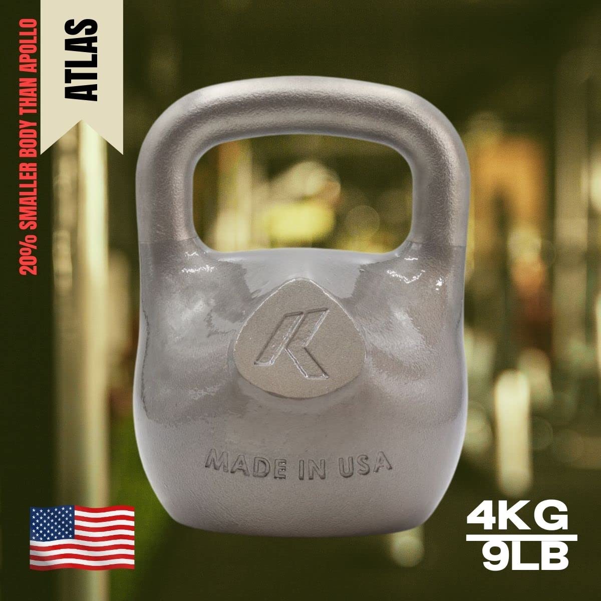Pro Kettlebell | 4kg/9lb Atlas Model | Made in USA | Ergonomic Design for Fitness & Competition