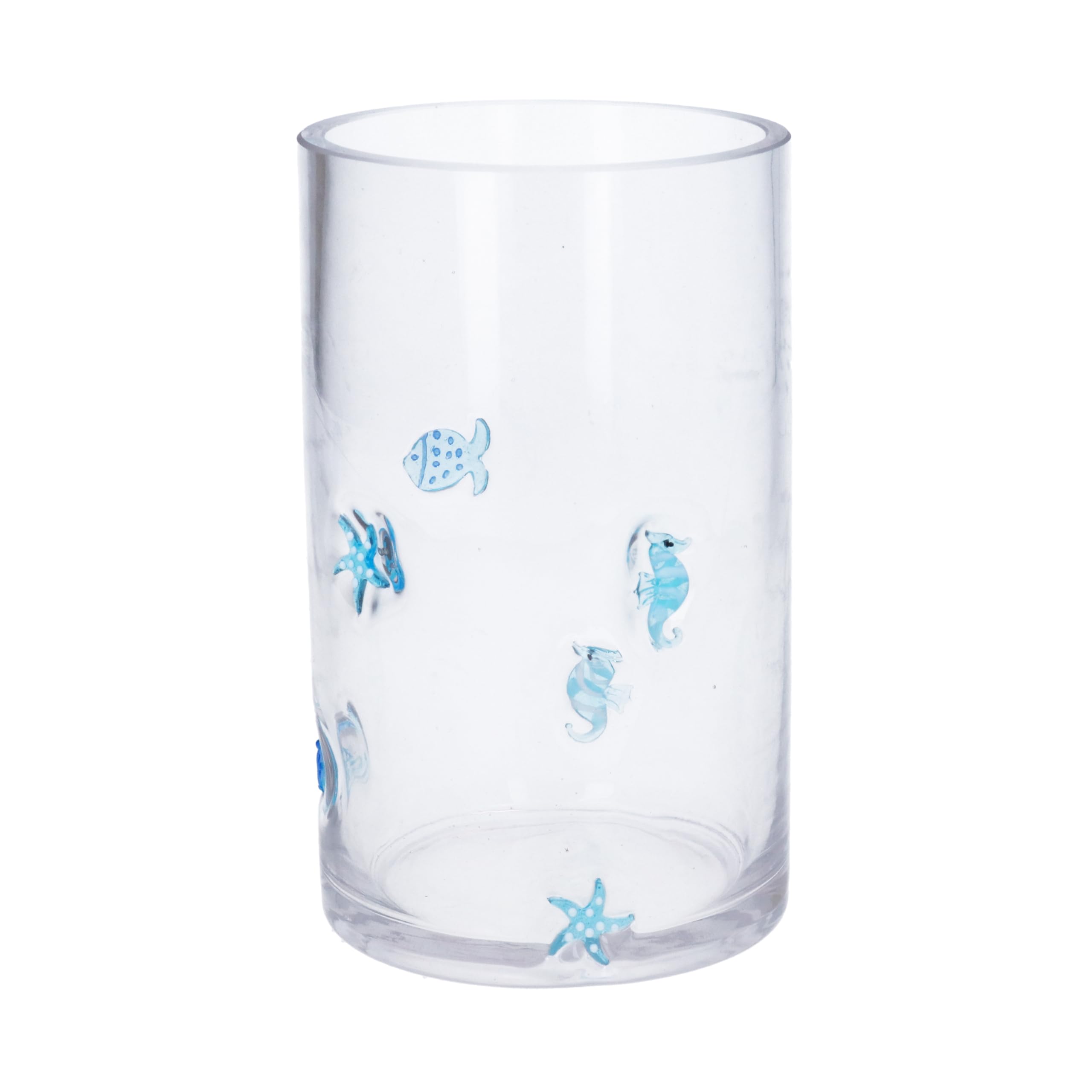 Gisela Graham Embossed Glass Vase, Sealife Theme, 20cm Height