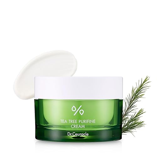 Dr.Ceuracle Tea Tree Purifine Cream - Crema hidratante calmante coreana para el cuidado de la piel con pantenol, ceramida, calma la piel sensible