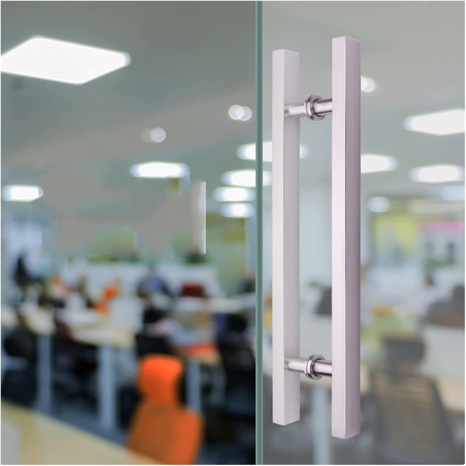 Heavy Duty Commercial Sliding Glass Barn Door Handle Pull, H-molding Contemporary Interior Exterior Door Pull Push Handles, 20/23/32/47/59inch Long, Back-to-Back Mount (Brushed SIL