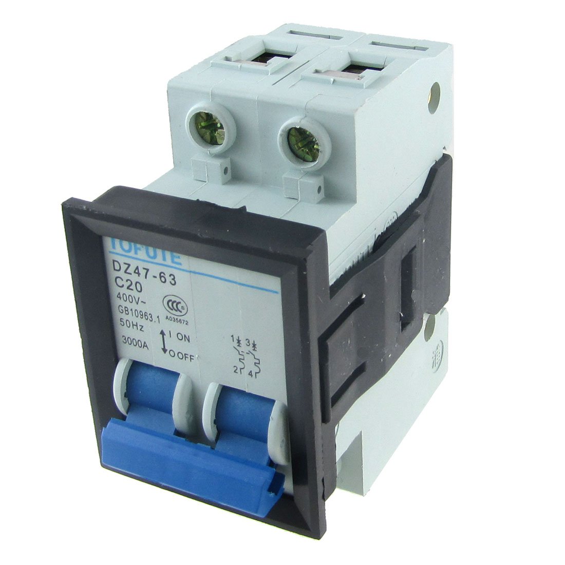 Mini disjoncteur 20A 2P DZ47-63 C20 bipolaire pour protection circuit AC 400V