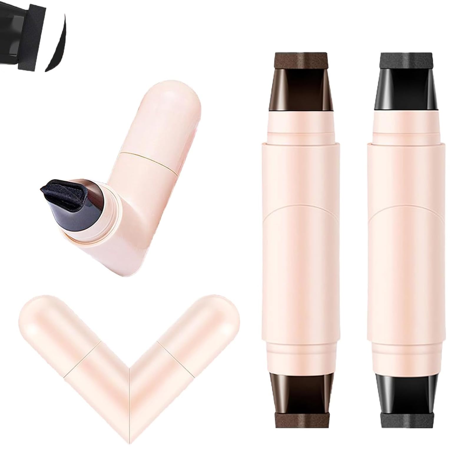 2PCS Gel Eyeliner Pencil Set Foldable Black Brown Double Headed Eyeliner Stamp Smudge Proof Waterproof Eye Liner Pencils